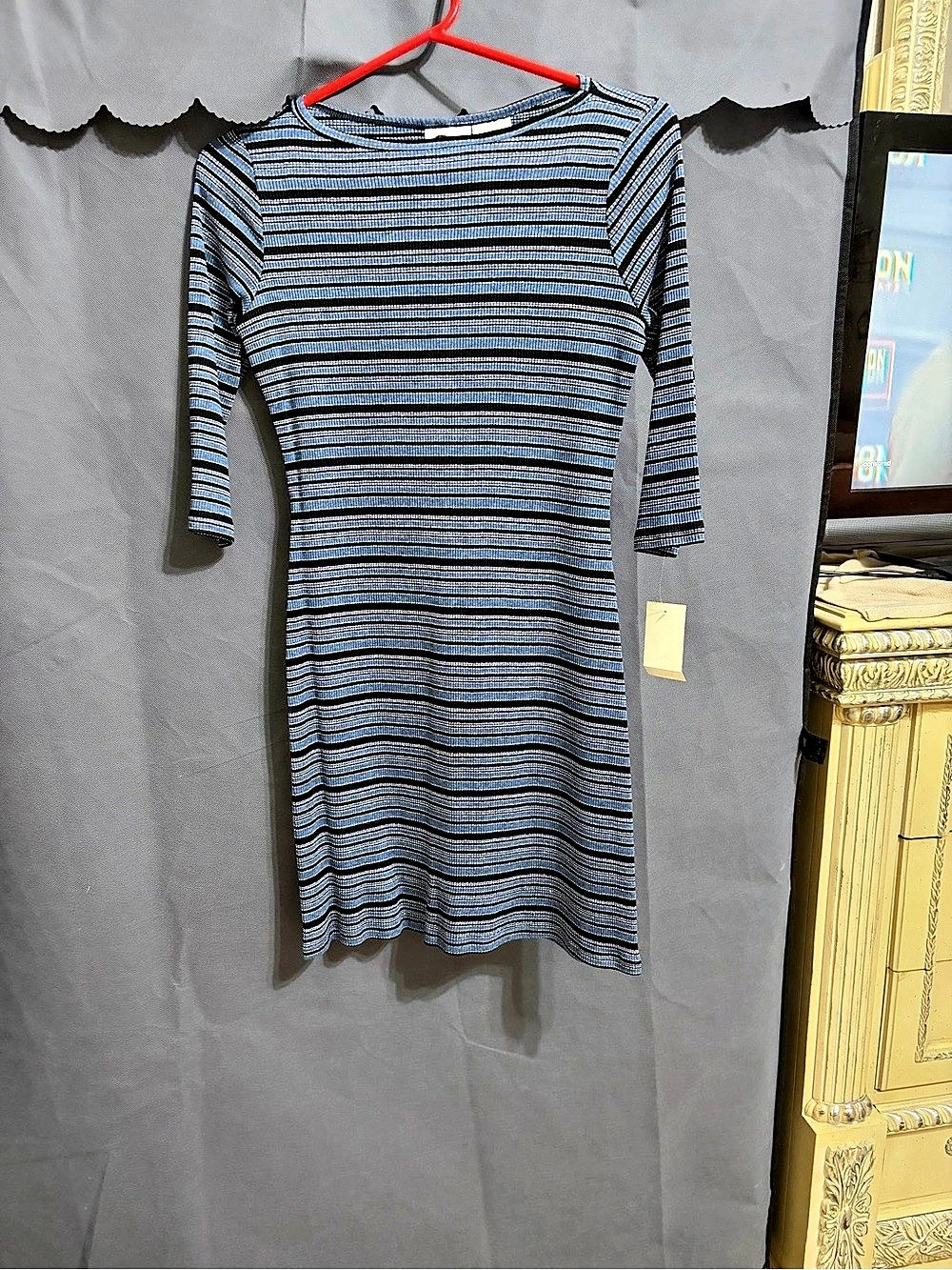 Arizona Jean Company Striped Midi Dress in Blue & Black Size Small NWT